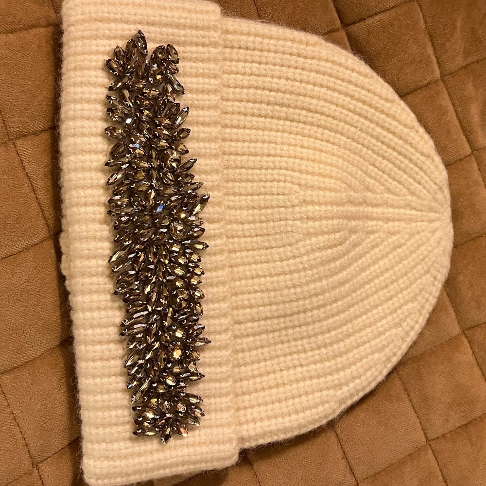 Studded cream beanie